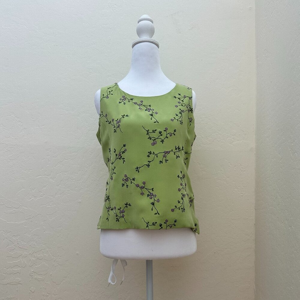 Vintage Rena Rowan Essentials 100% Silk Floral Top